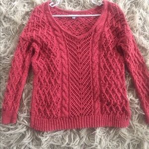 American Eagle Coral Ribbed Sweater